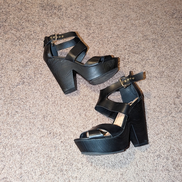 Guess Black Summer Heels Size 6.5 - Picture 1 of 4
